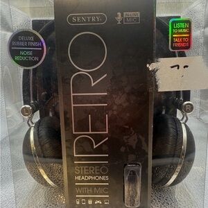 Sentry Retro Black Headphones With Mic, WITH MIC, HM278. NEW
